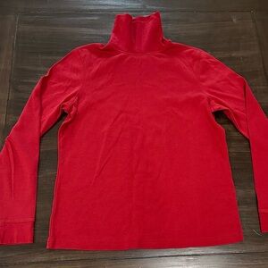 Vintage L.L. Bean Red Turtleneck Top Small 100% Cotton 90s Gorpcore